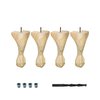 Architectural Products By Outwater 10-1/4 in x 3-1/2 in Unfinished Hardwood Queen Ann Furniture Leg, 4 Pack 3P5.11.00030